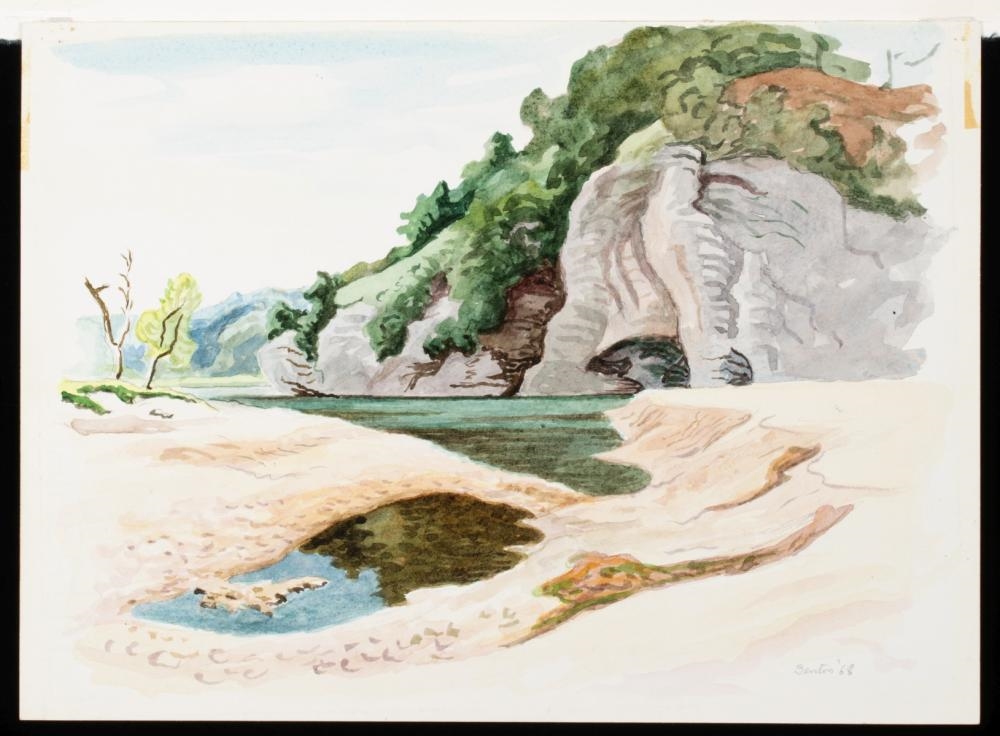 Artwork by Thomas Hart Benton‏, OZARKS WATERCOLOR STUDY, Made of Watercolor