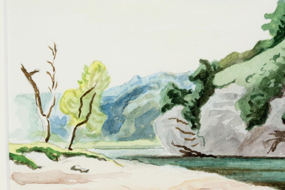 Artwork by Thomas Hart Benton‏, OZARKS WATERCOLOR STUDY, Made of Watercolor