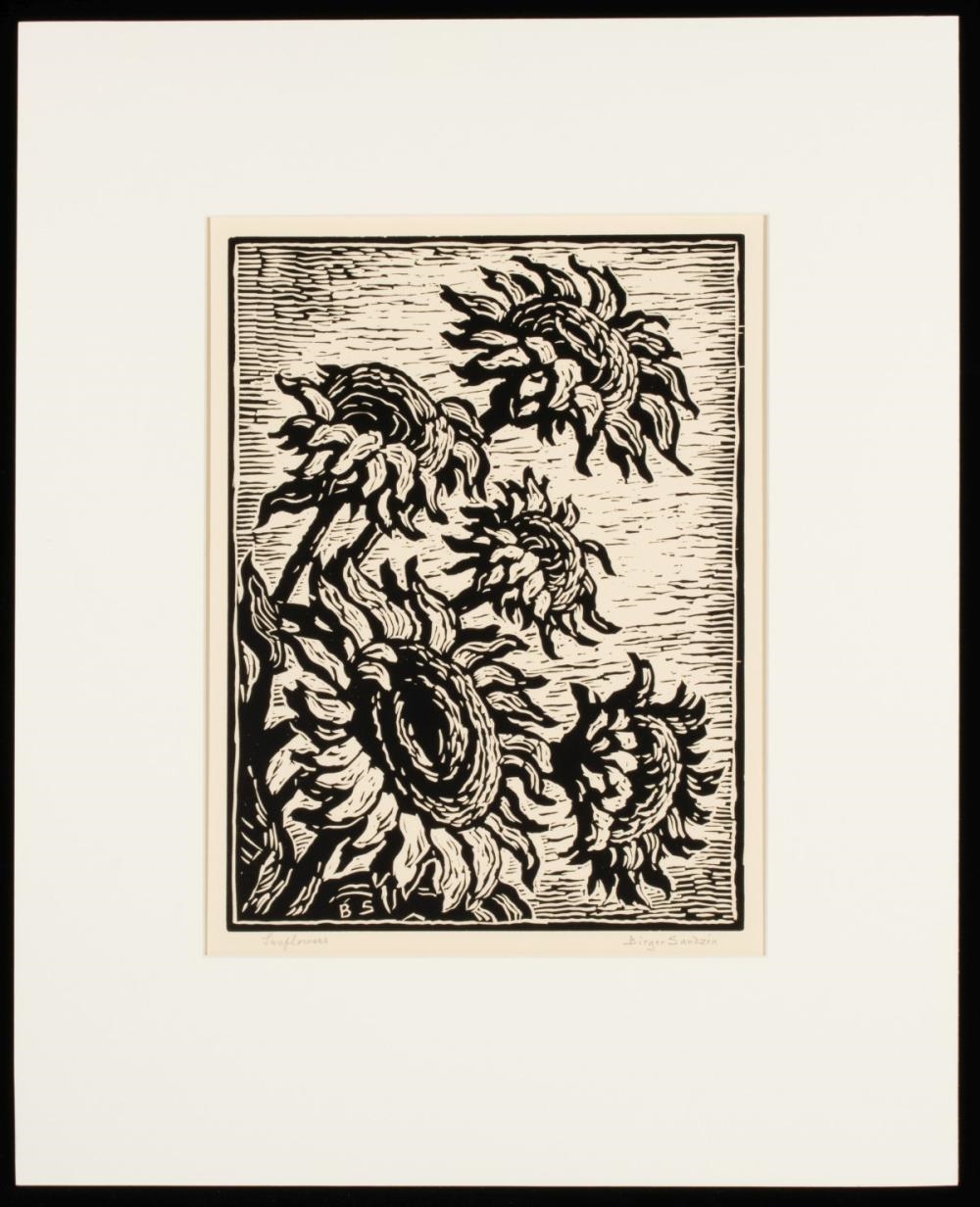 Artwork by Birger Sandzén, Sunflowers, Made of Linocut