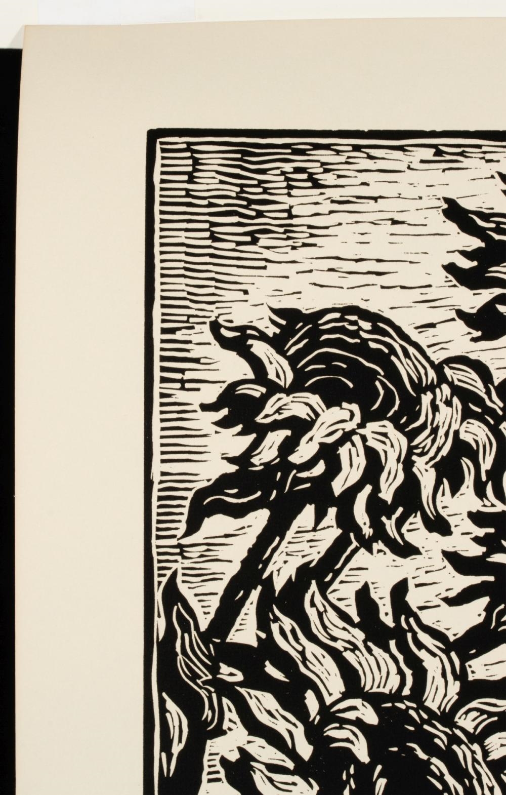 Artwork by Birger Sandzén, Sunflowers, Made of Linocut