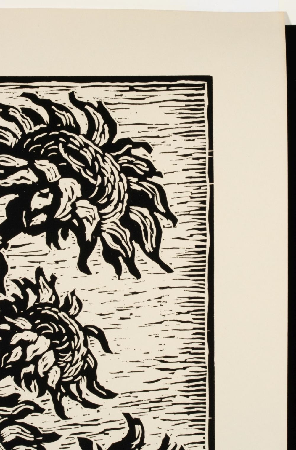 Artwork by Birger Sandzén, Sunflowers, Made of Linocut