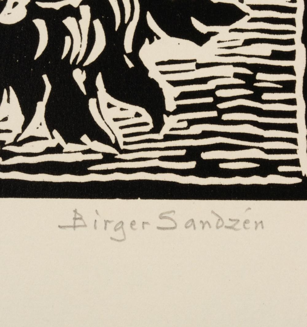 Artwork by Birger Sandzén, Sunflowers, Made of Linocut