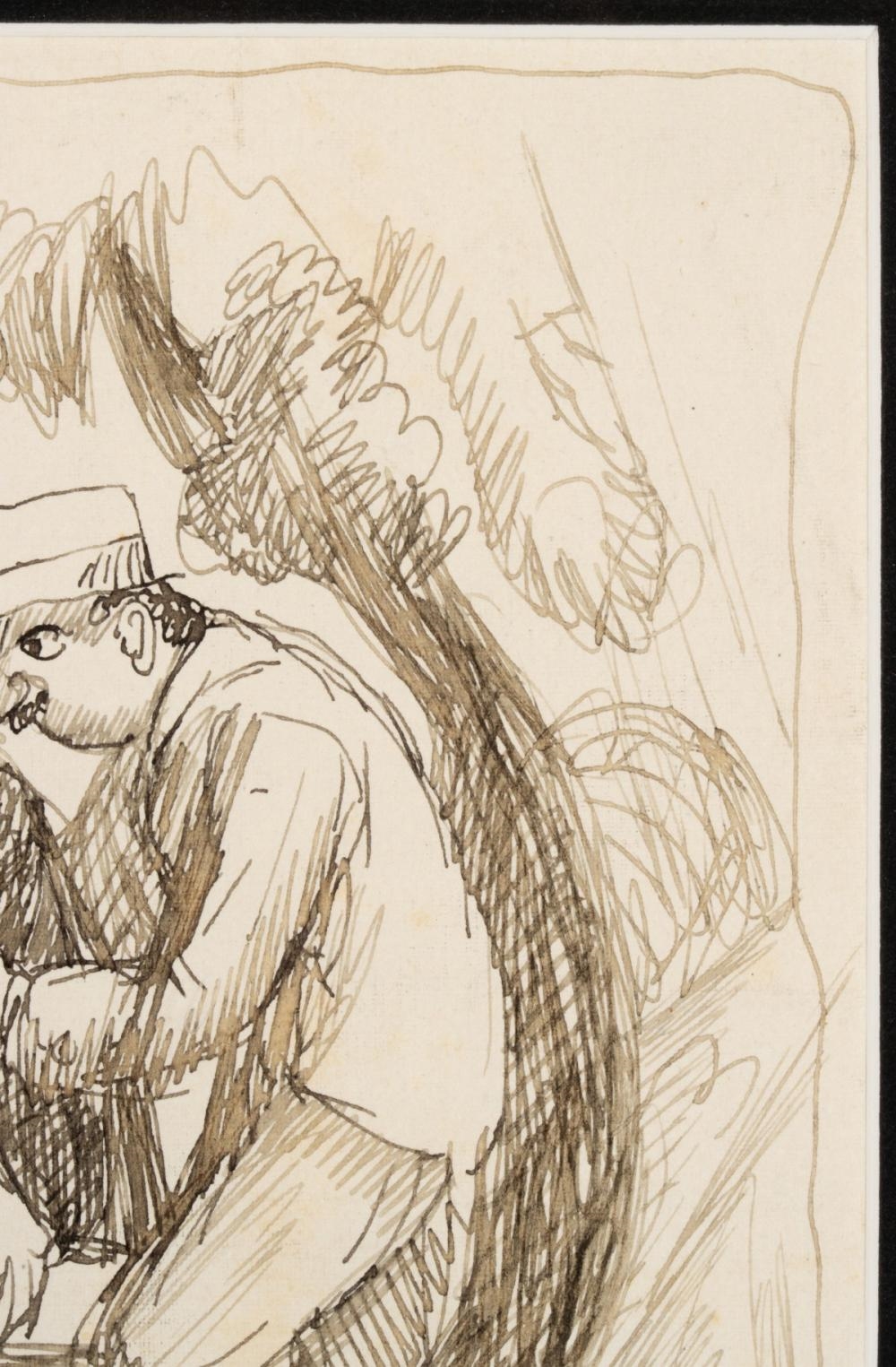 Artwork by Thomas Hart Benton‏, The Park Bench, Paris, Made of Pen And Ink