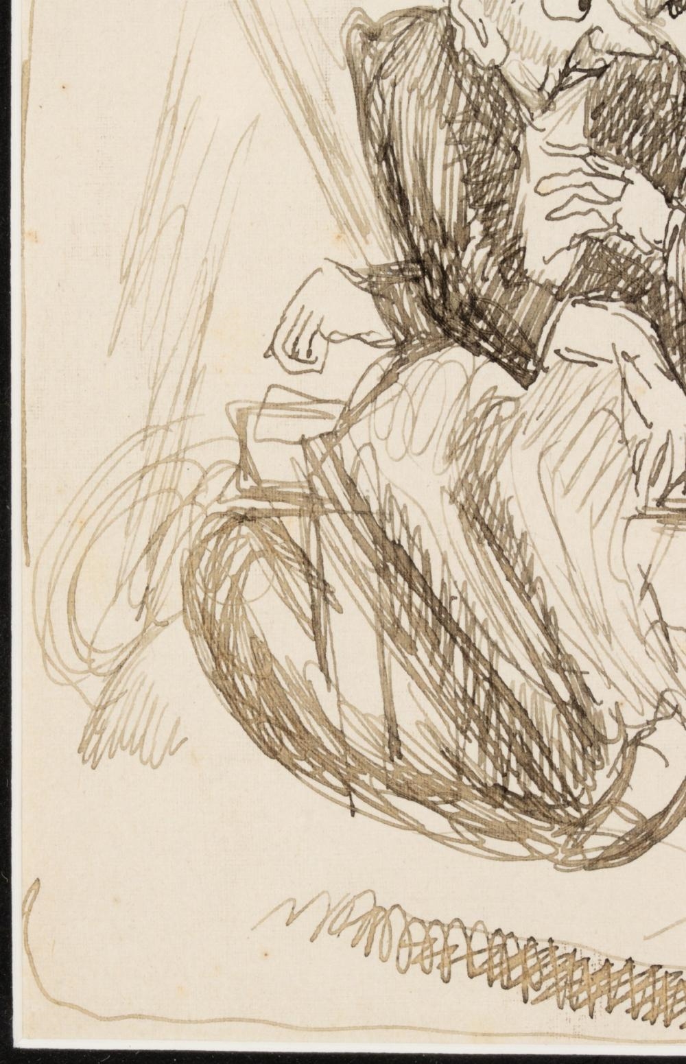 Artwork by Thomas Hart Benton‏, The Park Bench, Paris, Made of Pen And Ink