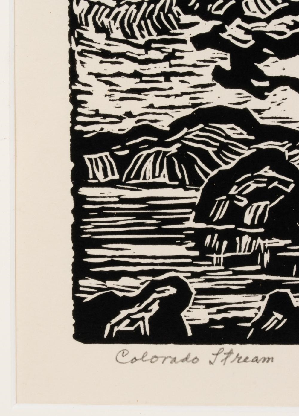 Artwork by Birger Sandzén, Colorado Stream, Made of Linocut