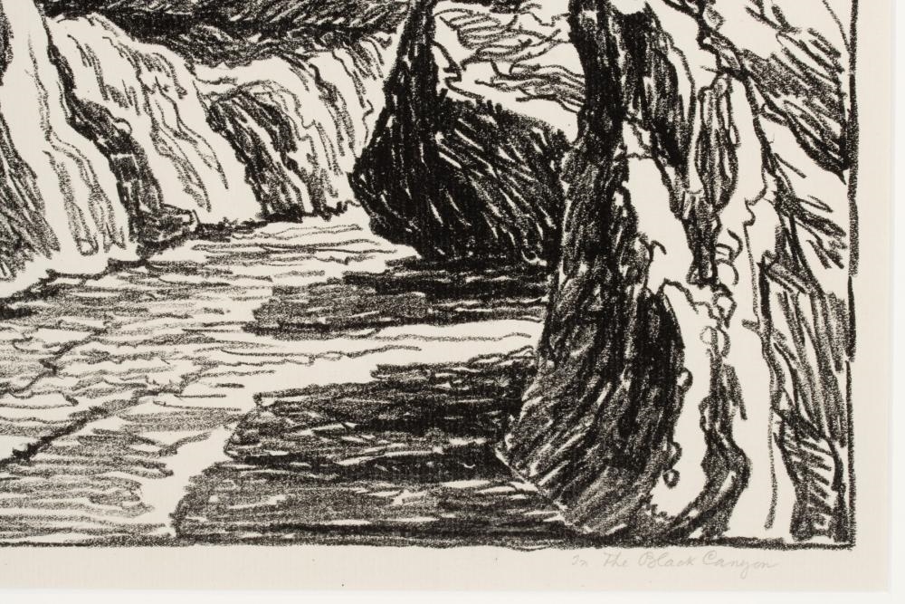 Artwork by Birger Sandzén, In the Black Canyon, Made of Lithograph