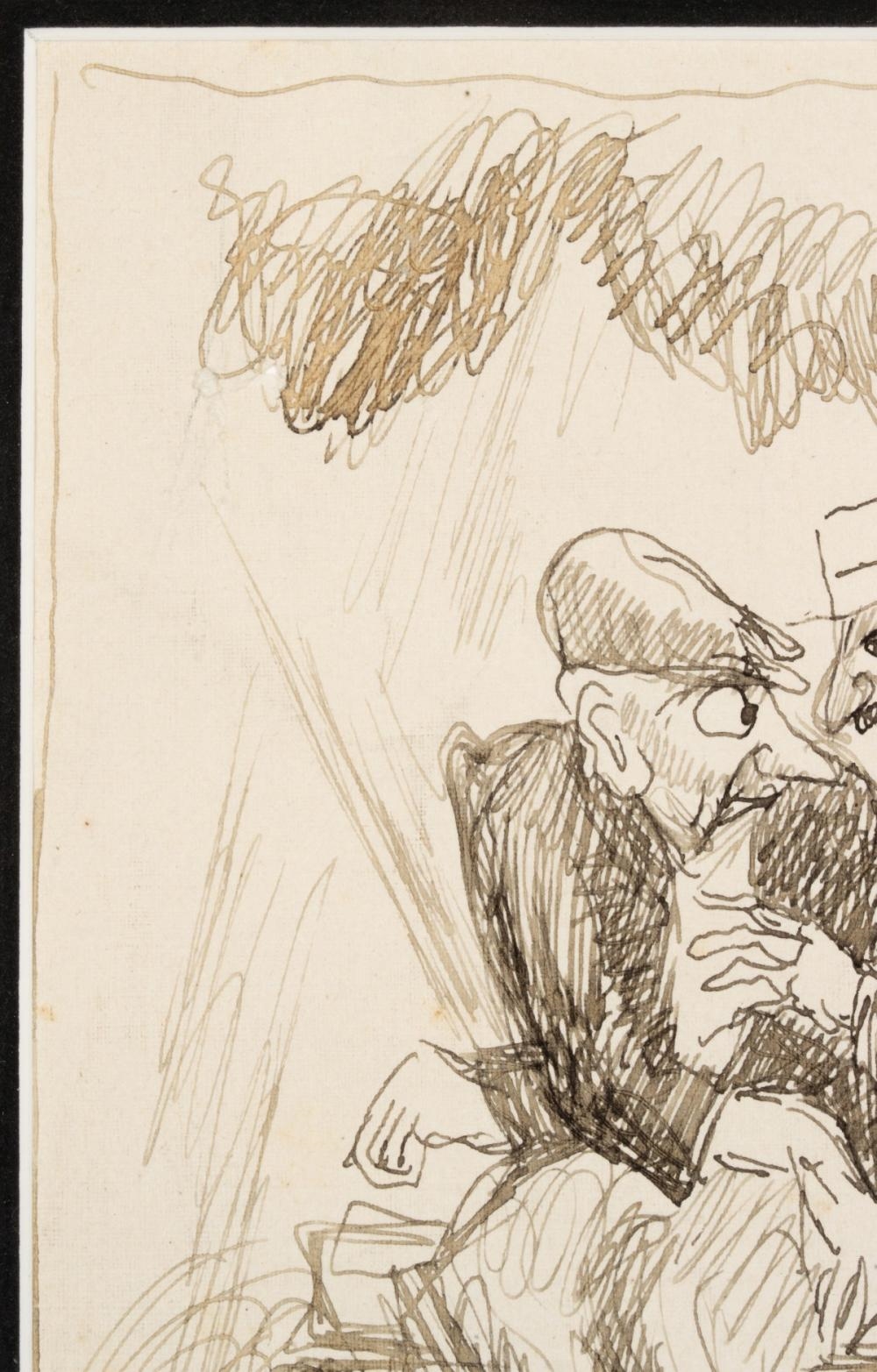 Artwork by Thomas Hart Benton‏, The Park Bench, Paris, Made of Pen And Ink