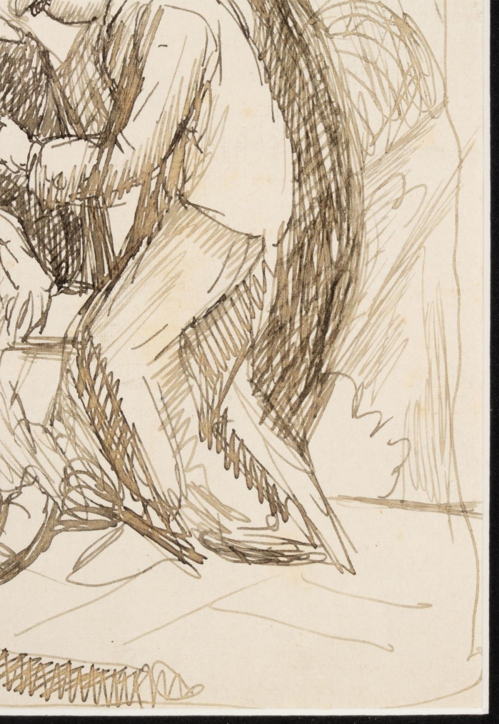 Artwork by Thomas Hart Benton‏, The Park Bench, Paris, Made of Pen And Ink