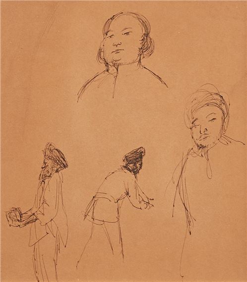 Sketch of Amah and three Sikhs - Russell Drysdale