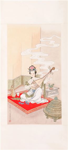 Painting of a Lady Playing the Pipa - Huang Jun