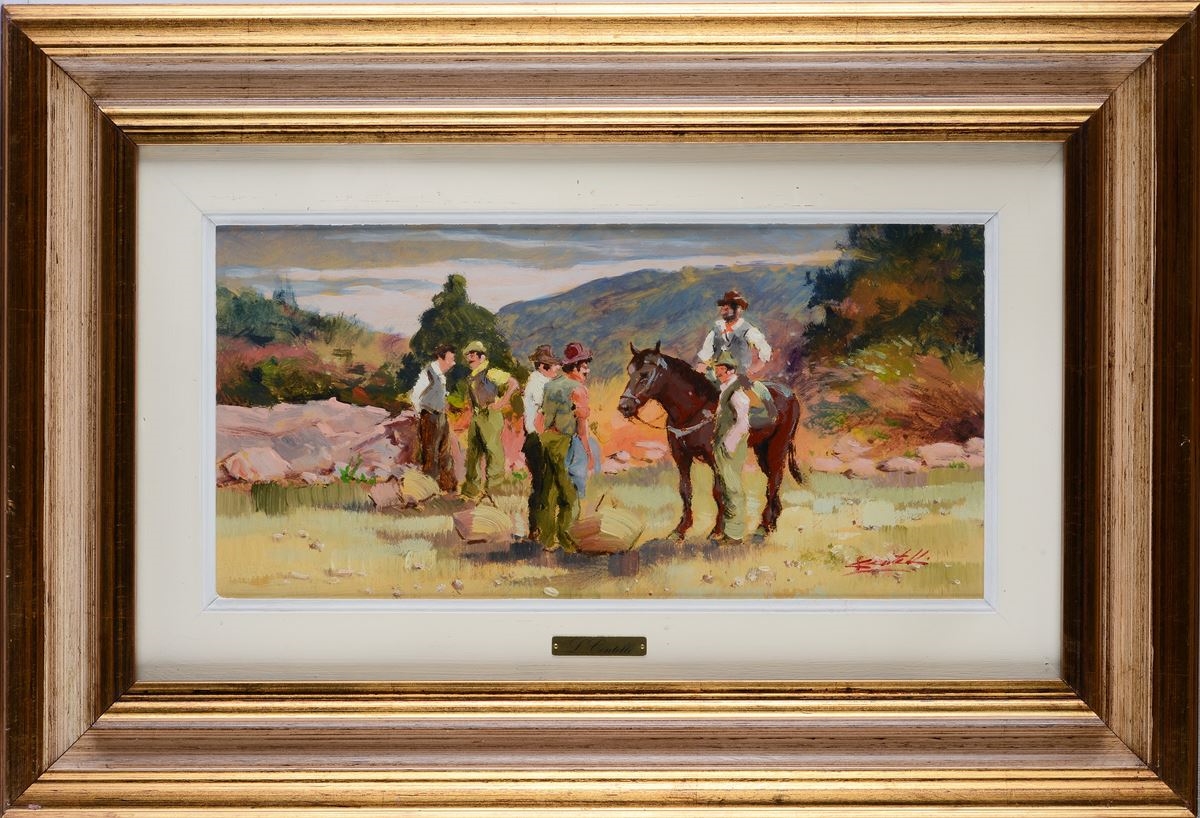 Artwork by Loris Centelli, Prima della fiera, Made of oil on masonite