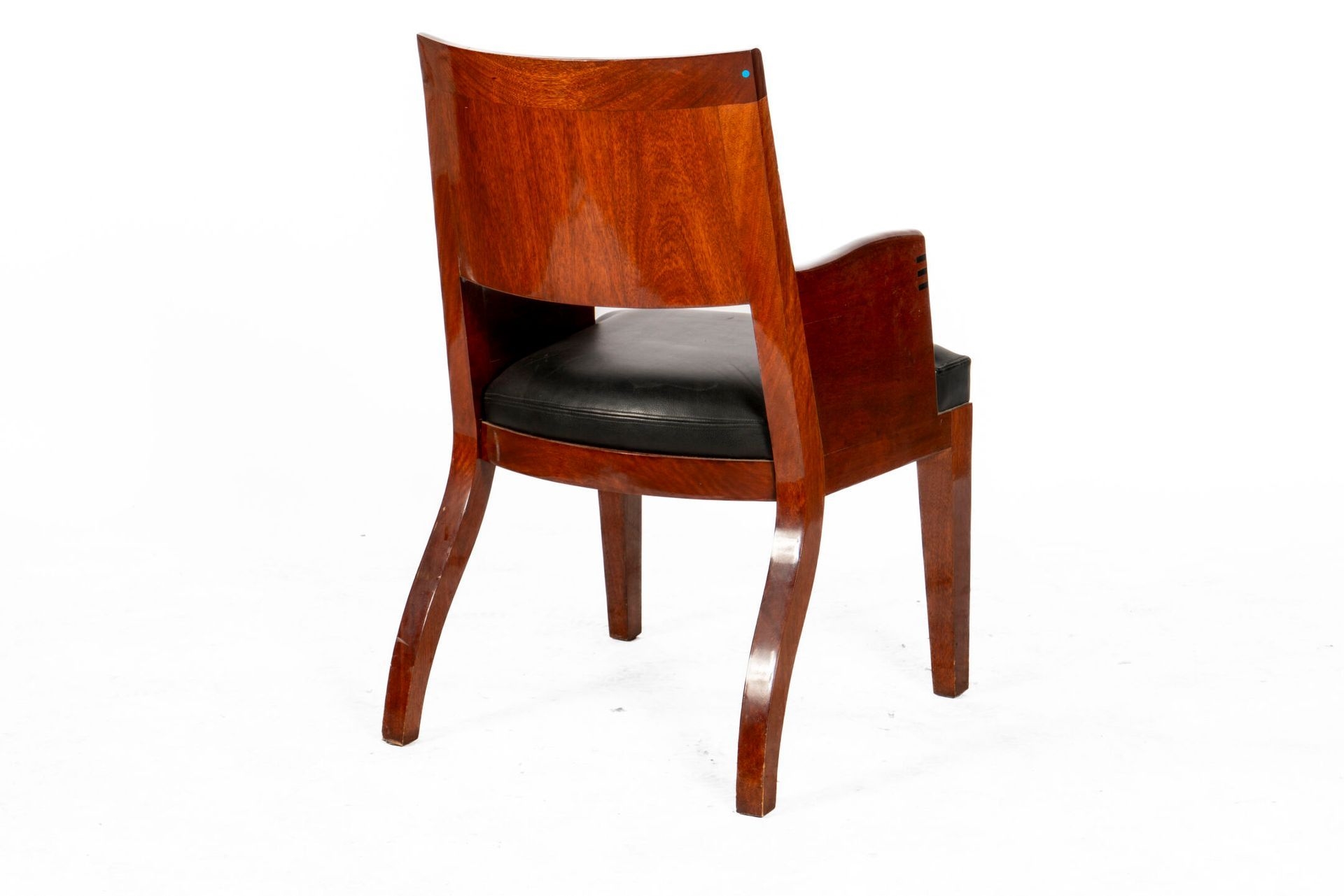 Artwork by Christian Liaigre, Exotic veneer desk opening with a front drawer and a side pull, Made of Exotic veneer