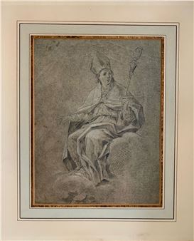 A holy pope enthroned in a cloud - Daniele Crespi