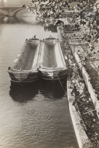 Artwork by Germaine Krull, Passage du Caire. Shower baths. Quai de l'Hôtel-de-ville and Pont Louis-Philippe. Playing the organ at the Pigalle theater. Paris, c. 1930, Made of Silver Prints