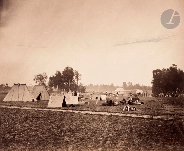 Artwork by Gustave le Gray, Memories of the Châlons camp to General Manèque, Made of Albumen Prints From Collodion Glass Negatives