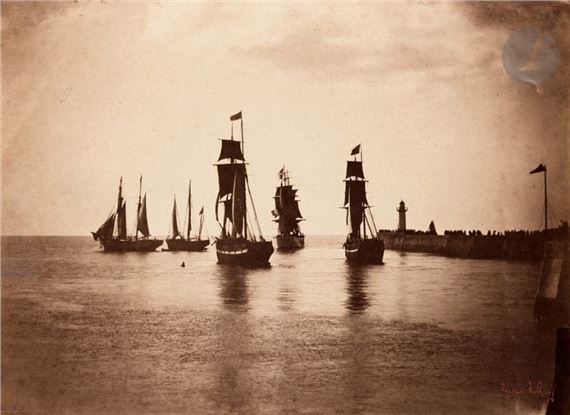 Boats Leaving the Port of Le Havre by Gustave le Gray, 1856-1857