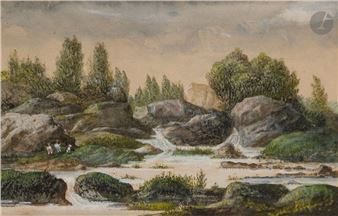 Animated landscape with waterfalls