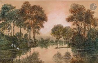 Animated lake landscape