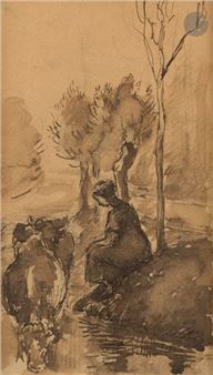 Vachère au bord de l'eau