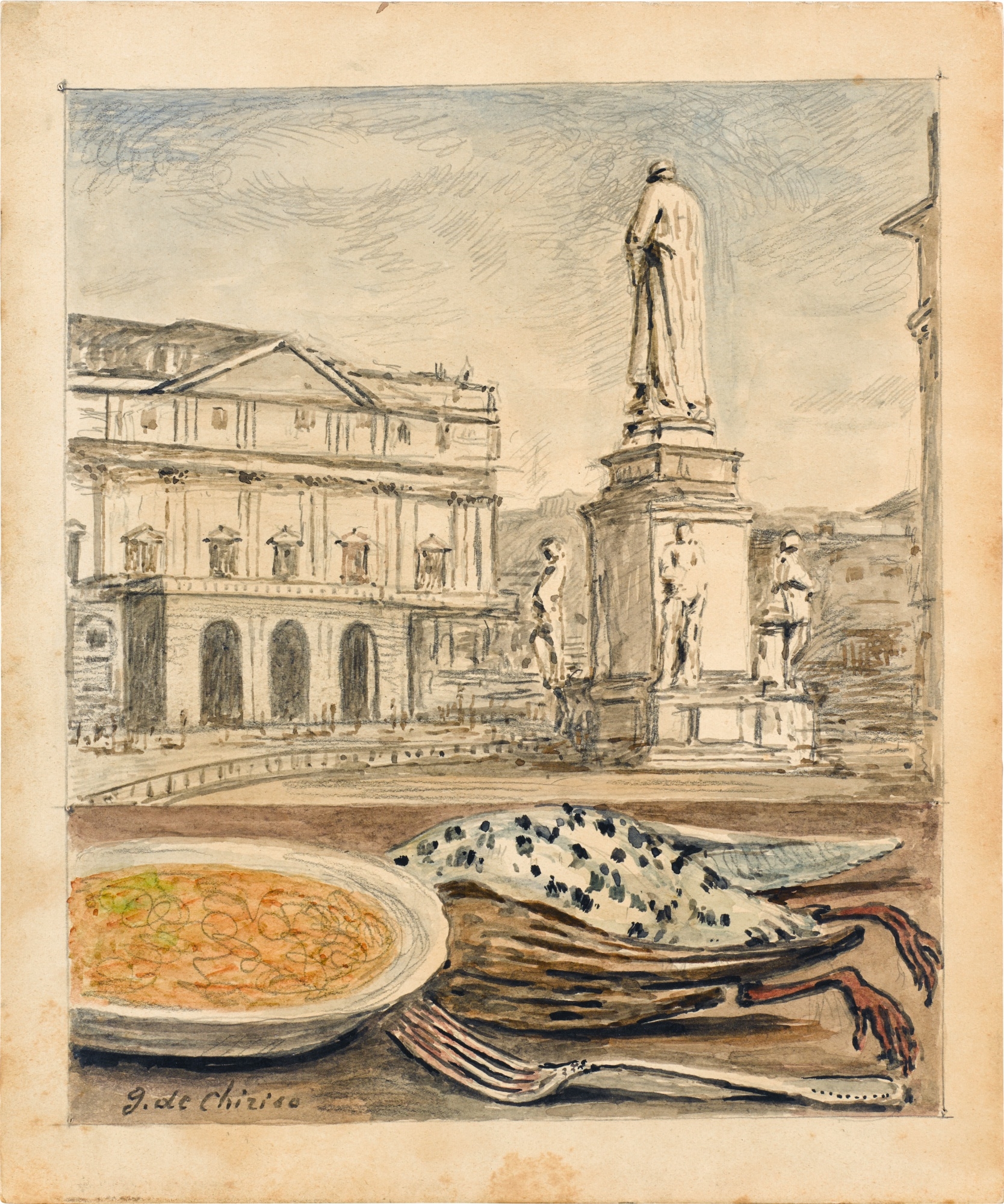 Giorgio de Chirico | Veduta di Milano con risotto e cacciagione (View ...