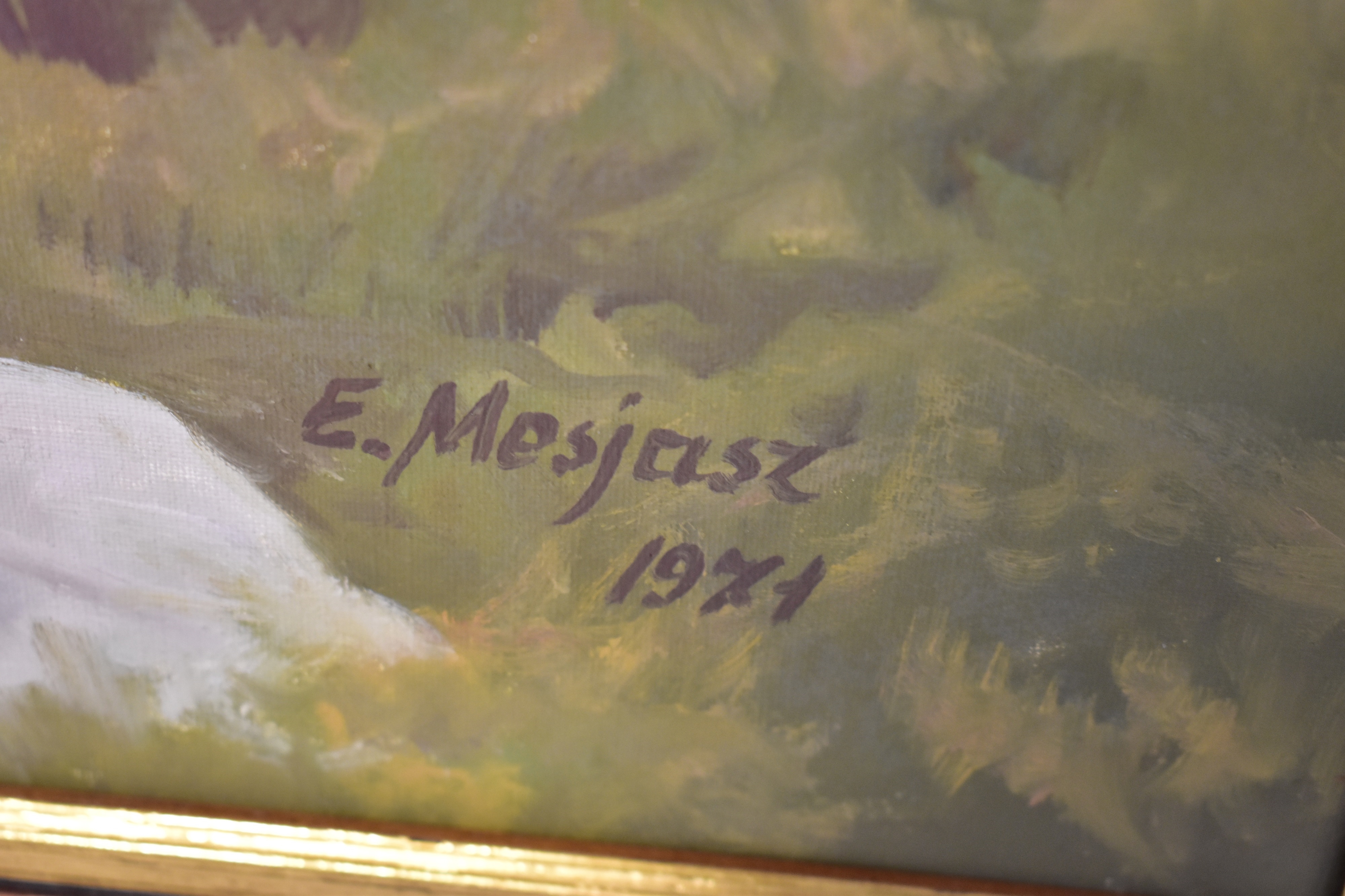 Artwork by Edward Mesjasz, four cavalry officers ahead of brigade, Made of Oil On Canvas