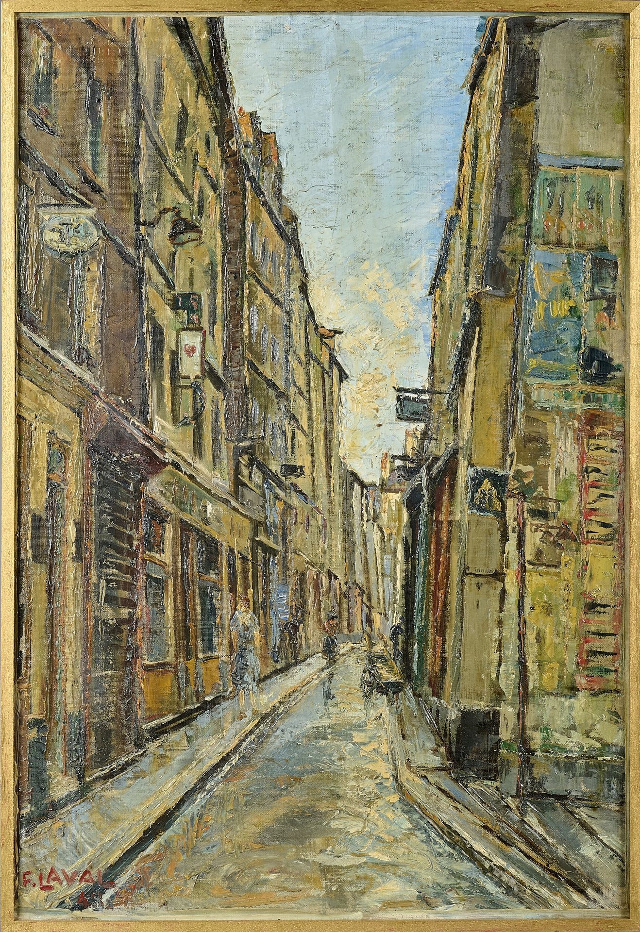 Artwork by Fernand Laval, Lively alley, Made of Oil On Canvas