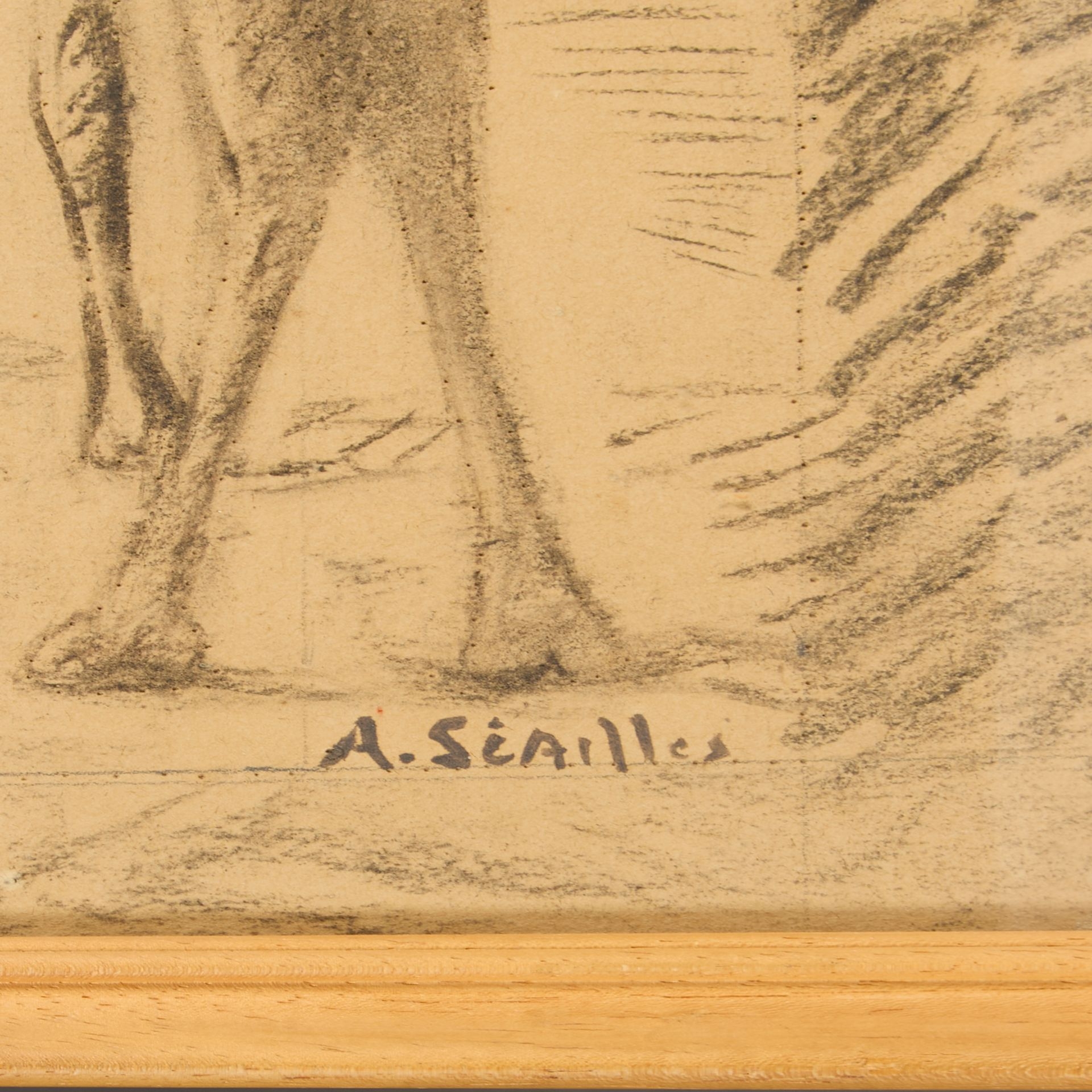 Artwork by Andrée Seailles, Nomad camp and dromedaries, Made of Charcoal On Paper