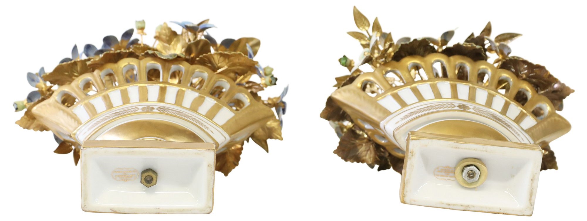 Artwork by Jane Hutcheson, Miniature Enameled Flower Arrangements, Made of Gilt Metal Branches With Hand-Painted Enamels, Porcelain