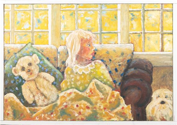 Jan Holm | Flicka i soffa | MutualArt