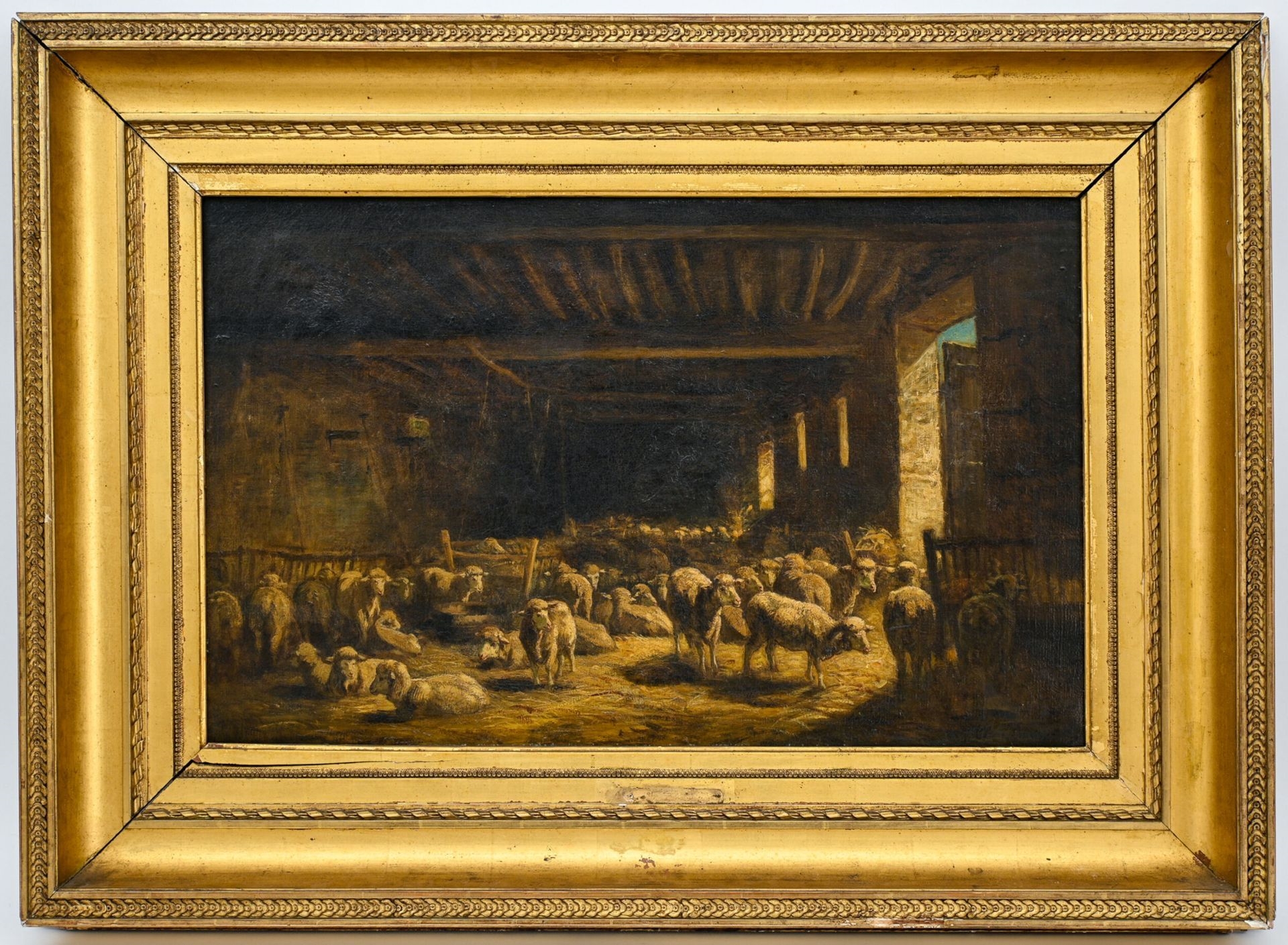 Artwork by Charles Émile Jacque, Sheepfold, Made of Oil On Canvas