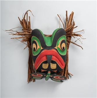 carved and polychromed Frog Butterfly mask - Tony Gulbrandsen