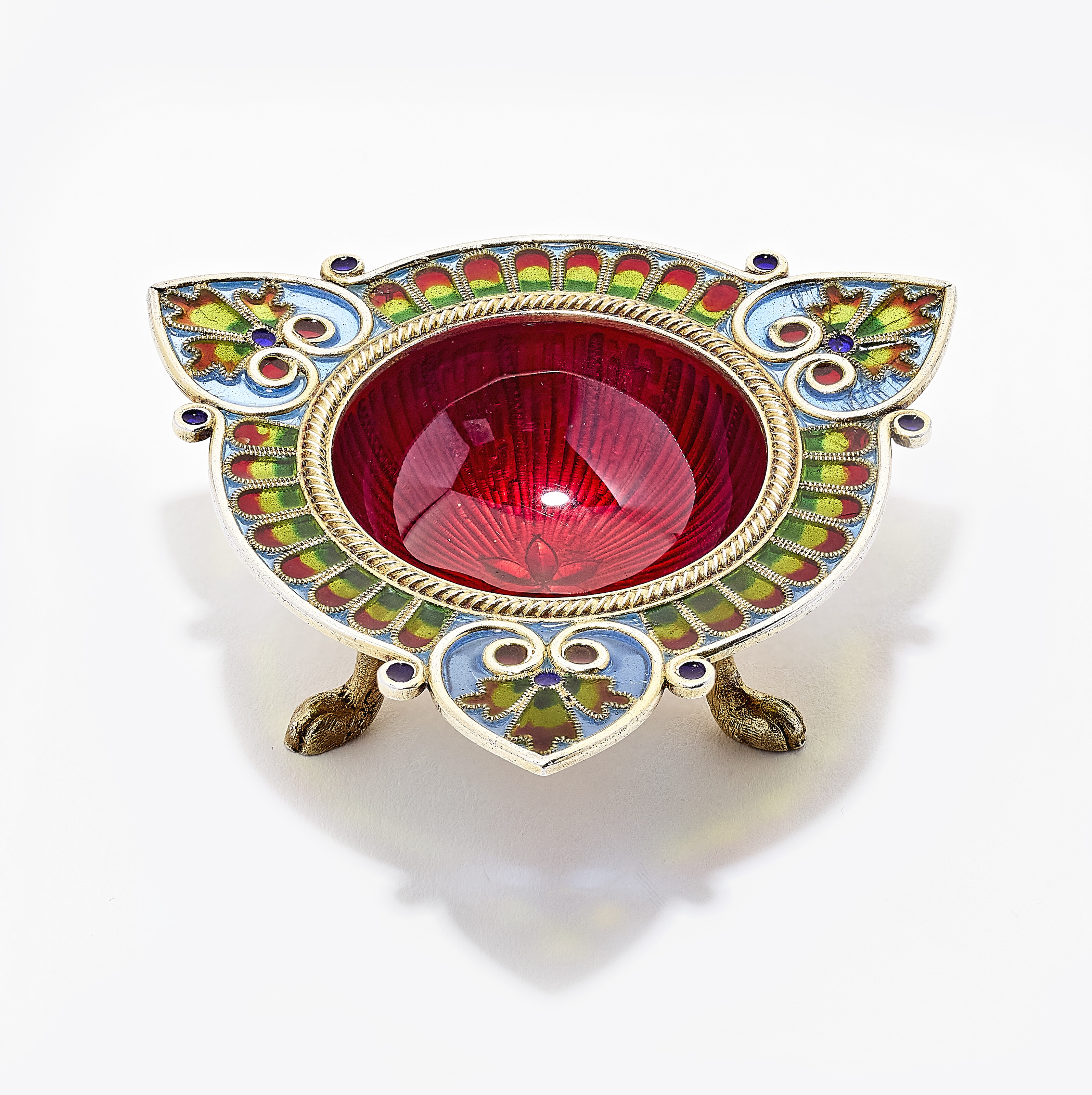 Artwork by Gustav Gaudernack, Saltkar, Made of Forgylt sterling sølv og emalje