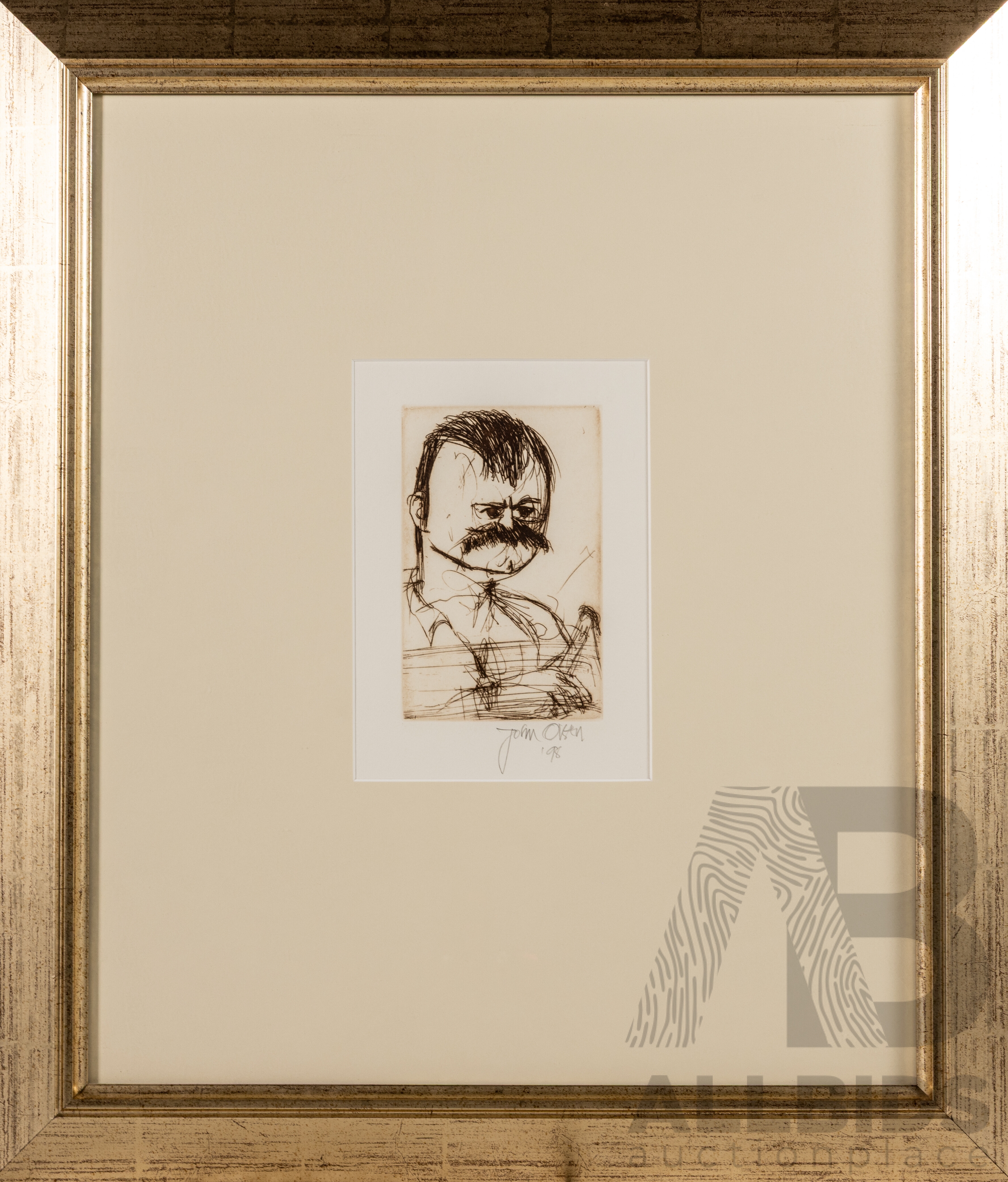 Artwork by John Olsen, Portrait of Robert Littlewood, Made of limited edition etching