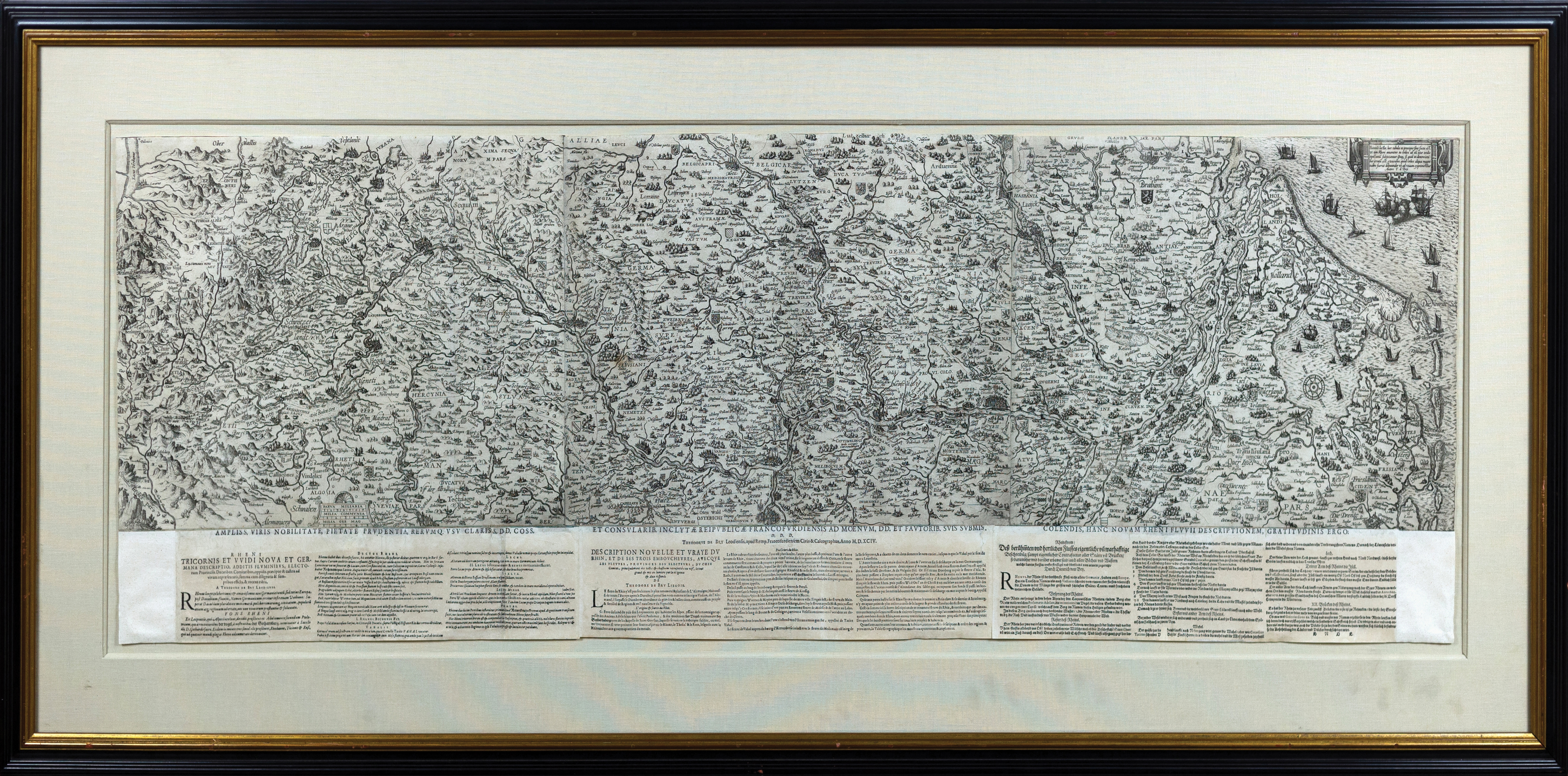 Artwork by Theodor de Bry, Rheni Tricornis et Vvidi Nova et Germana Descriptio