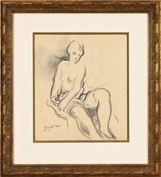 Nu féminin assis - Jean Aujame