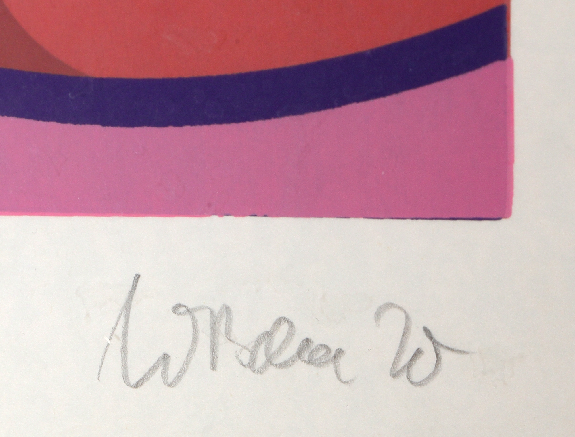 Artwork by Werner Bauer, Komposition auf Rosé, Made of color screenprint