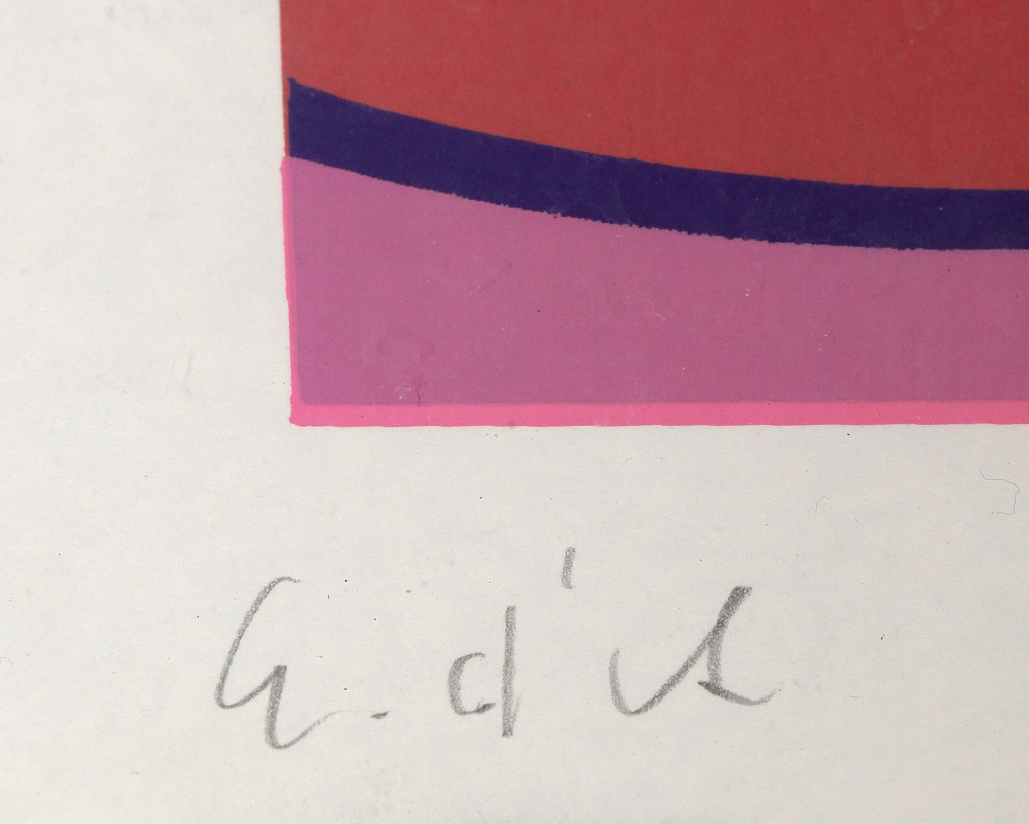 Artwork by Werner Bauer, Komposition auf Rosé, Made of color screenprint