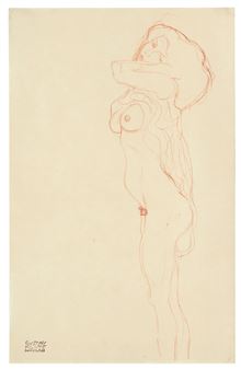 Stehender Halbakt nach links. Studie in Zusammenhang mit “Die Jungfrau - Gustav Klimt