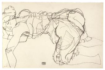 Frau auf Knien und Ellbogen - Egon Schiele