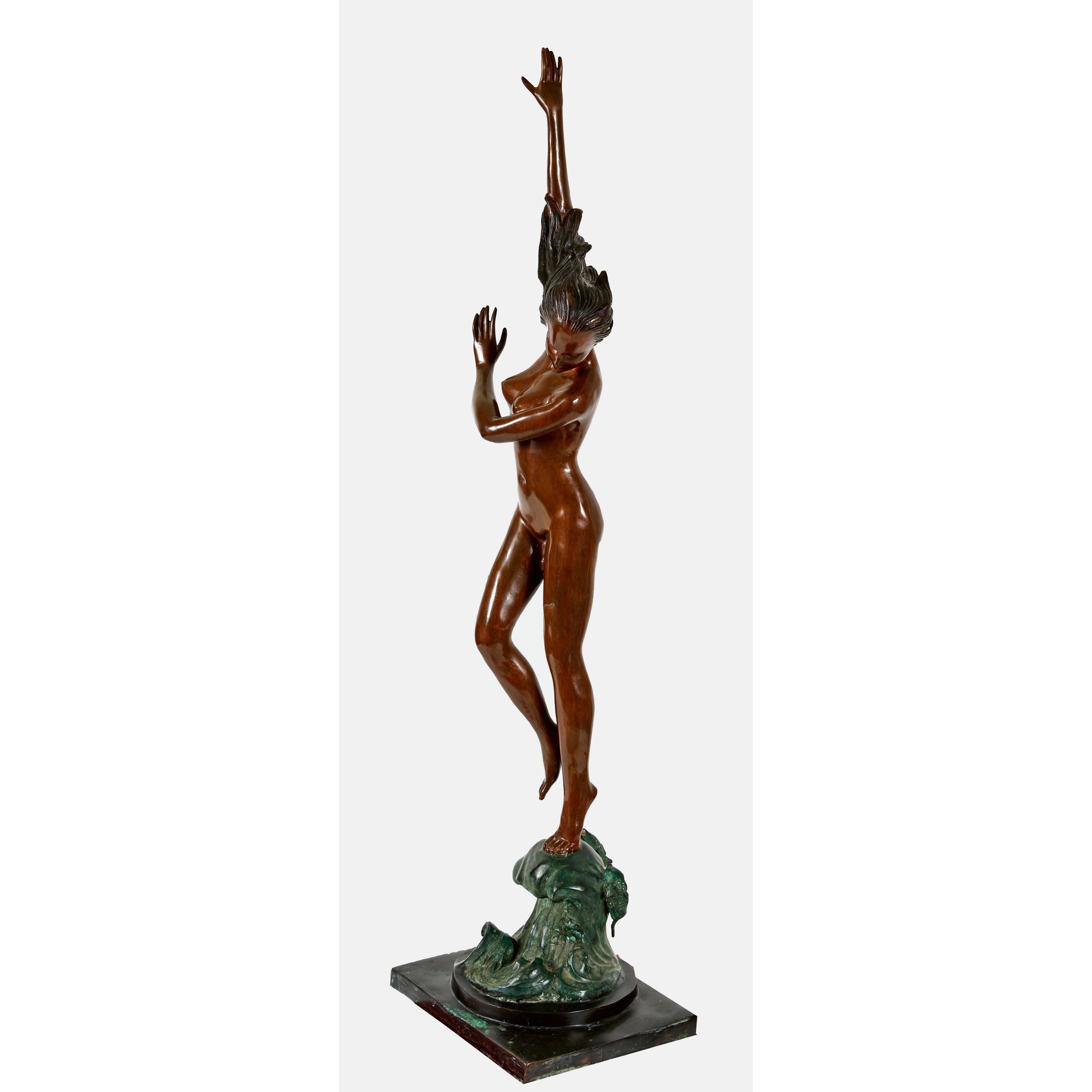 Artwork by Harriet Whitney Frishmuth, Crest of the Wave, Made of Bronze, grünlich und bräunlich patiniert