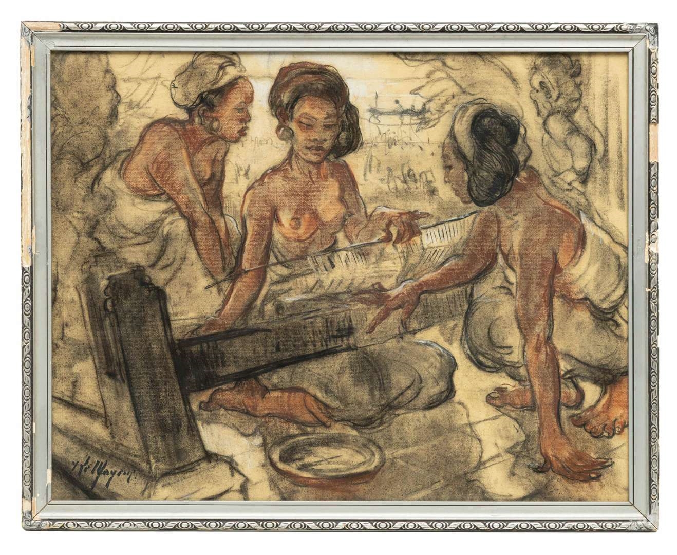 Artwork by Adrien Jean Le Mayeur de Merprés, Untitled, Made of Charcoal And Brown Chalk, Heightened In White, On Paper