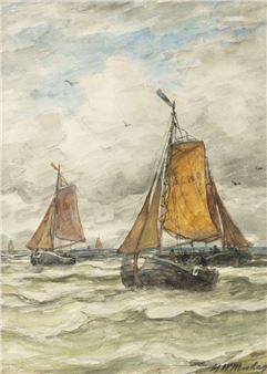 Bomschuiten at sea - Hendrik Willem Mesdag