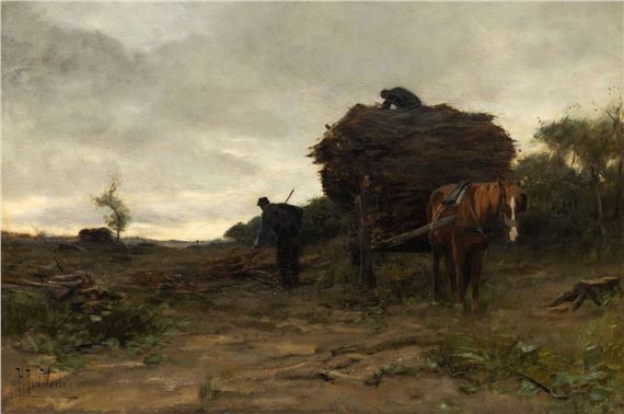 Houthakkers aan de bosrand by Herman Johannes van der Weele