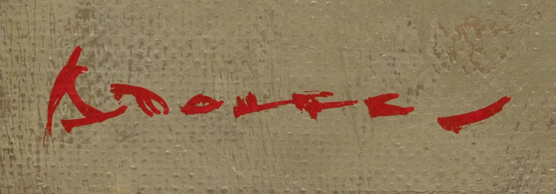 Artwork by Gerard Pieter Adolfs, Compositie Vechthanen, Made of Oil On Canvas