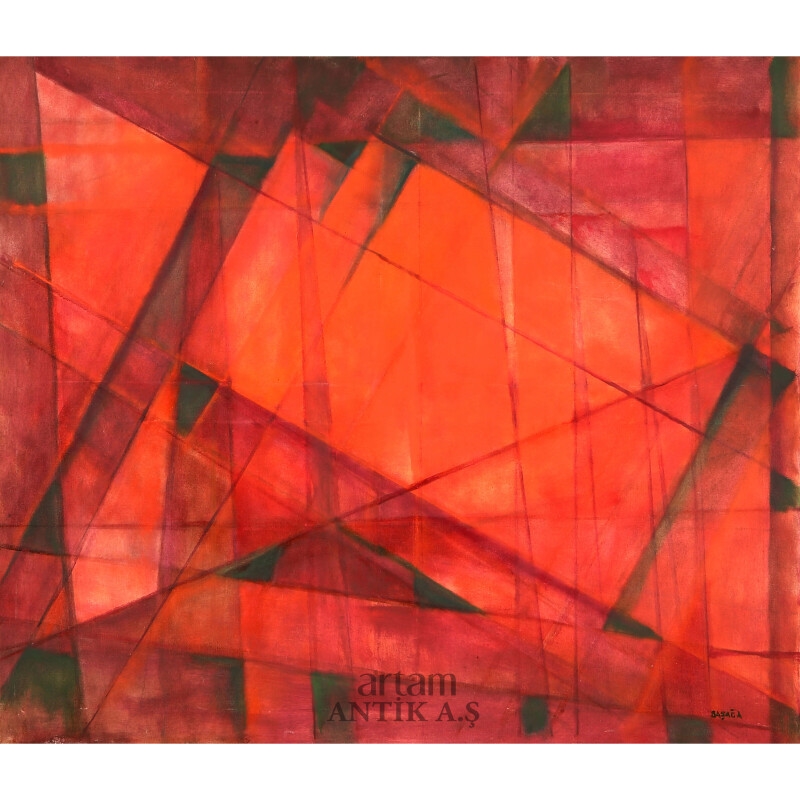 Artwork by Ferruh Başağa, Soyut Kompozisyon, Made of Tuval Üzerine Yağlıboya
