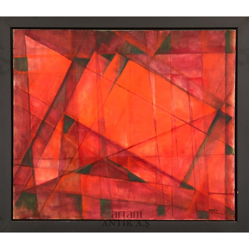 Artwork by Ferruh Başağa, Soyut Kompozisyon, Made of Tuval Üzerine Yağlıboya
