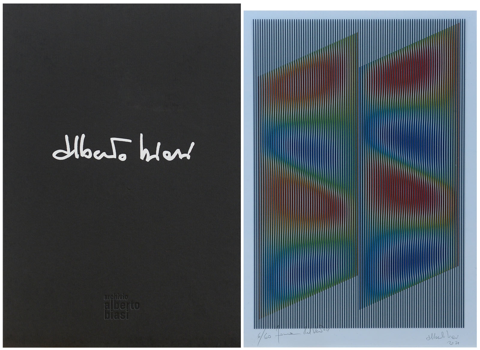 Artwork by Alberto Biasi, Shape of the Wind, Made of double print on cardboard and plexiglass