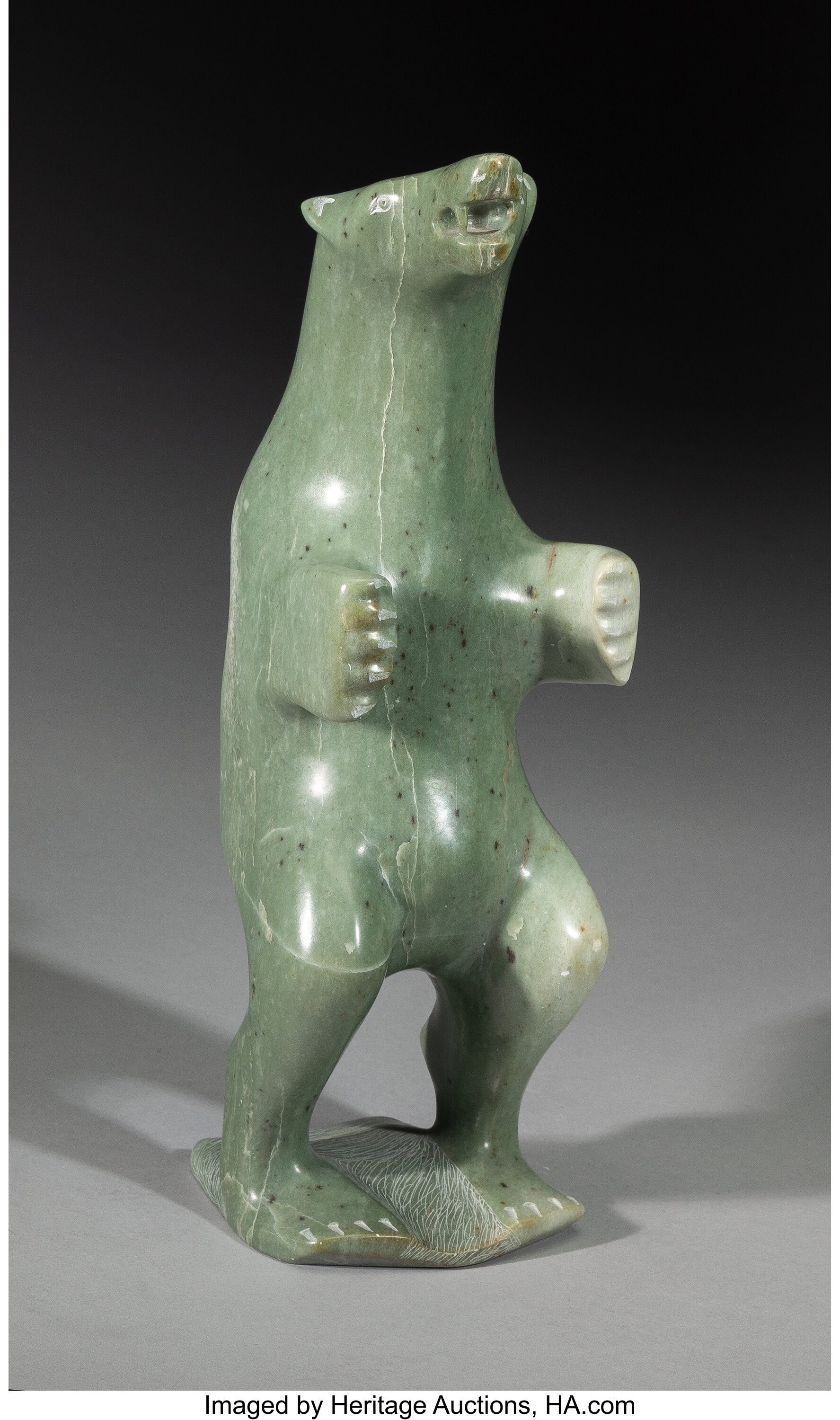 Artwork by Mark Totan, An Eskimo Polar Bear, Made of Carved Stone