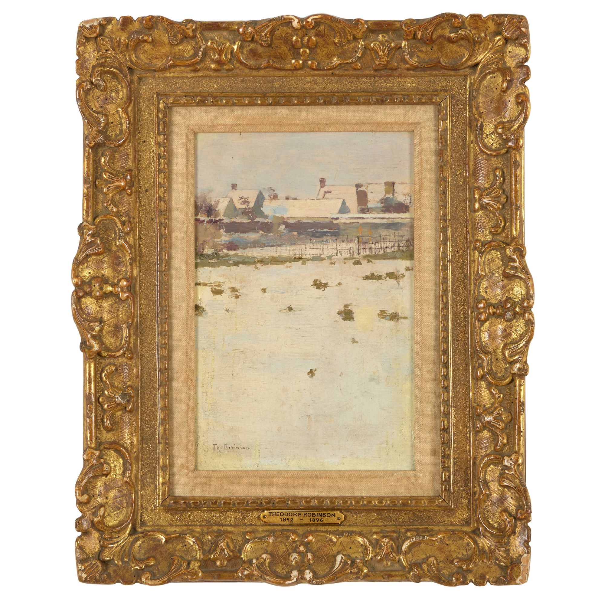 Artwork by Theodore Robinson, Winter Afternoon-Barbizon, Made of Oil On Panel