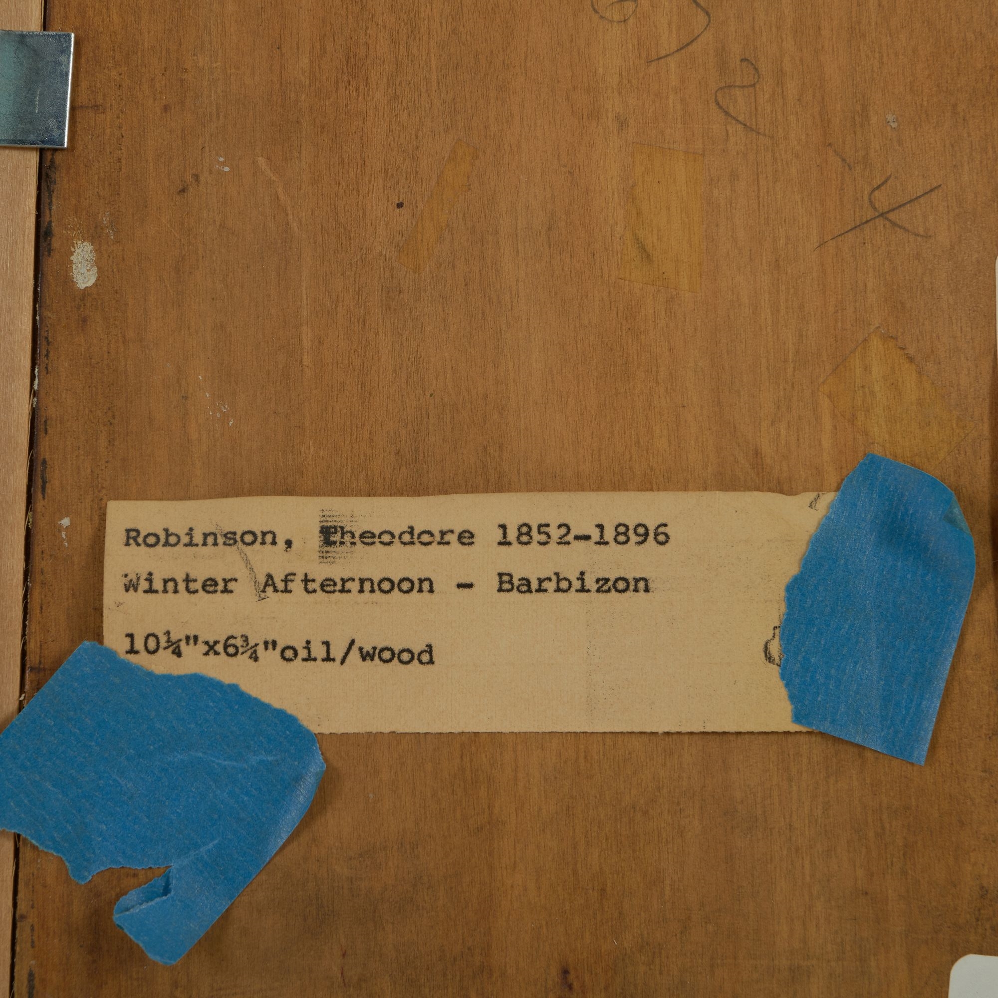 Artwork by Theodore Robinson, Winter Afternoon-Barbizon, Made of Oil On Panel